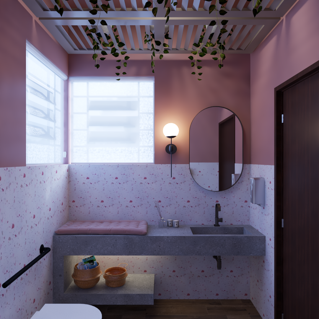 banheiro com teto suspenso